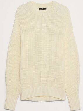 Banana Republic Oversized Crew-Neck Organic Cotton Light Butter Yellow Sweater